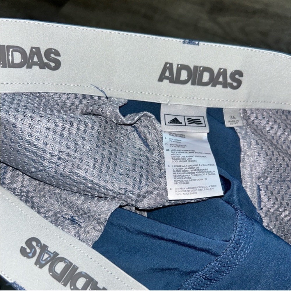 adidas Men's Navy Flat Front Shorts - Picture 4 of 4